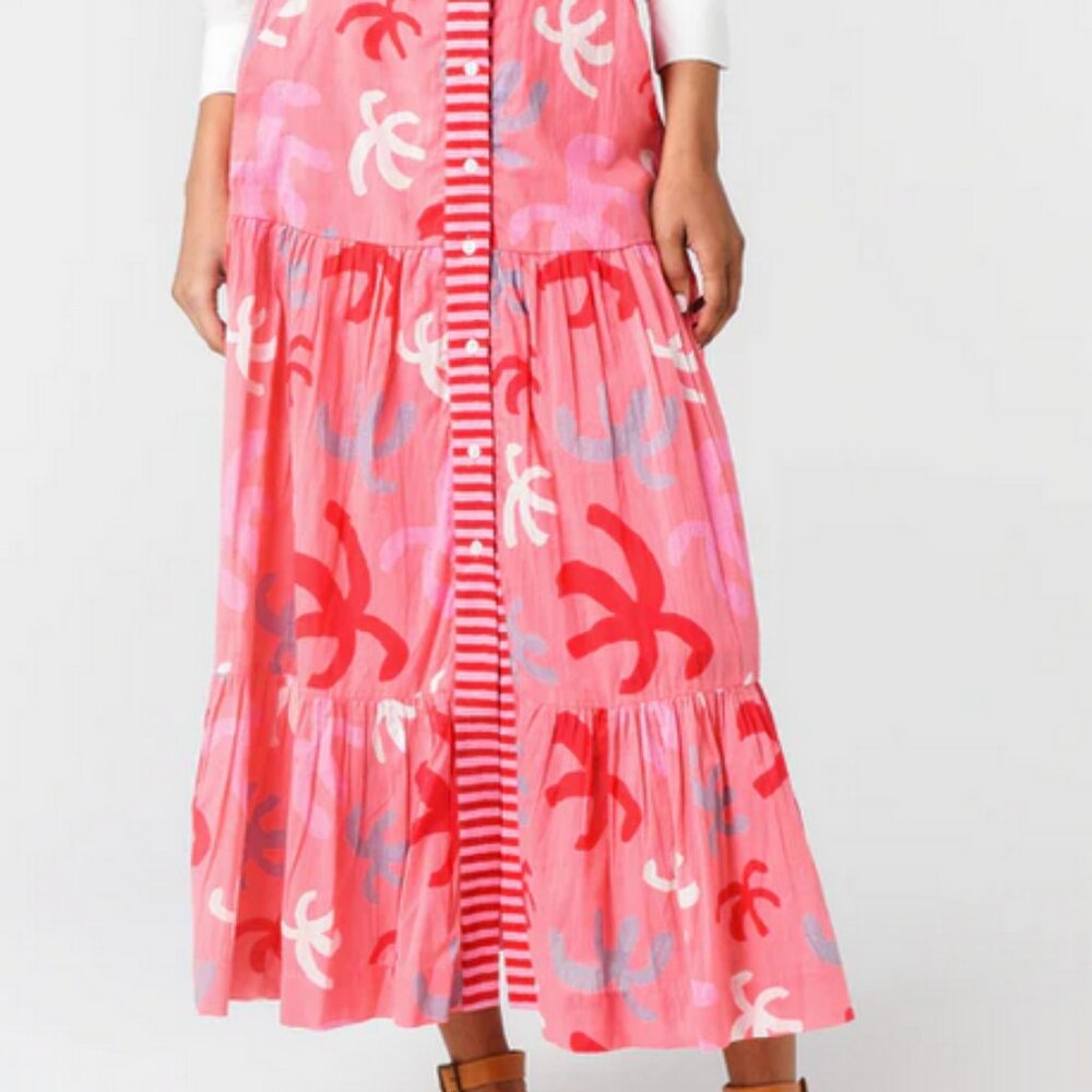 OLIPHANT - Women's Pink/Coral Button Front Skirt - Size M